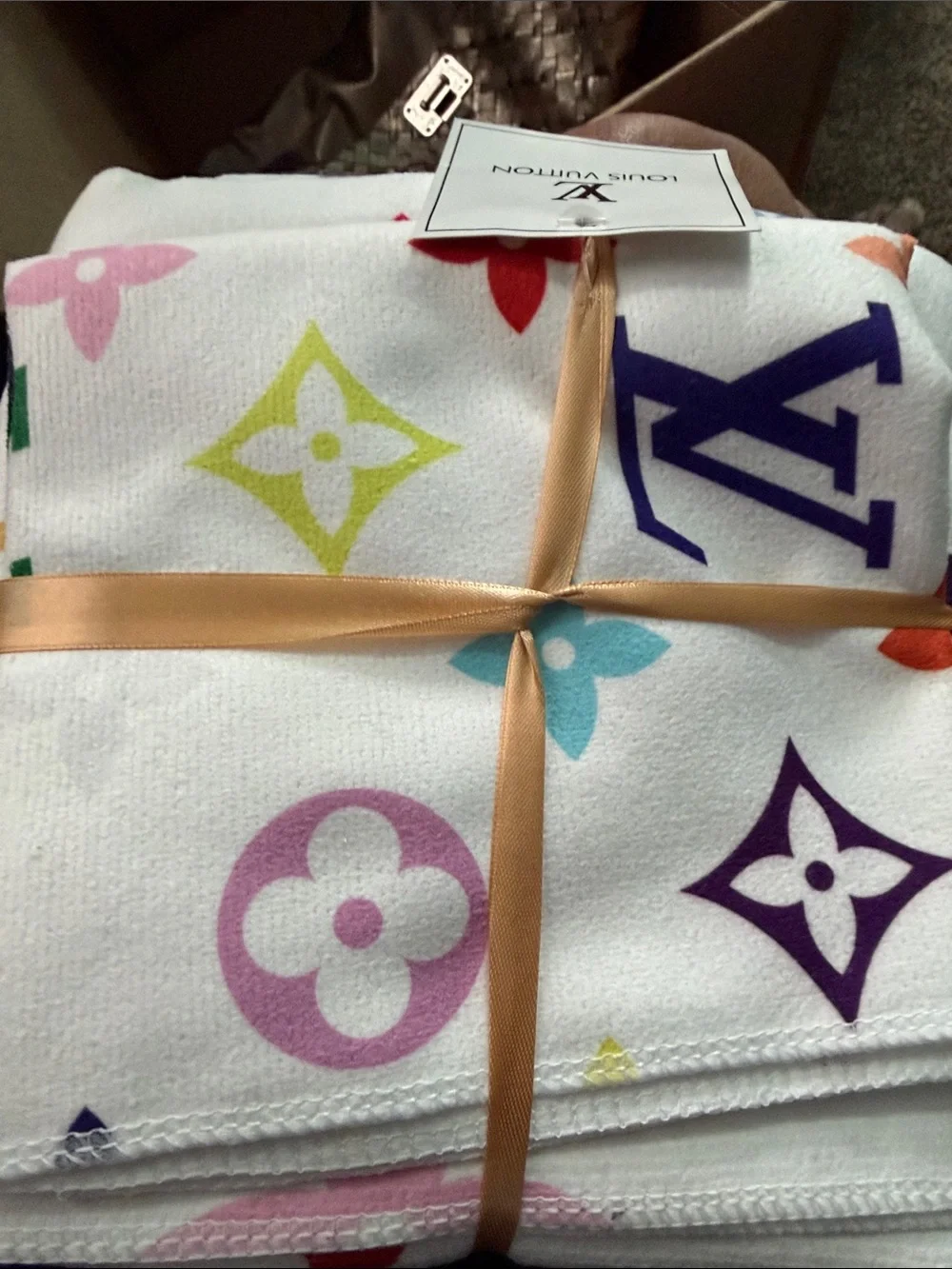 White Multicolor Logo Cotton Towel 2 pc set